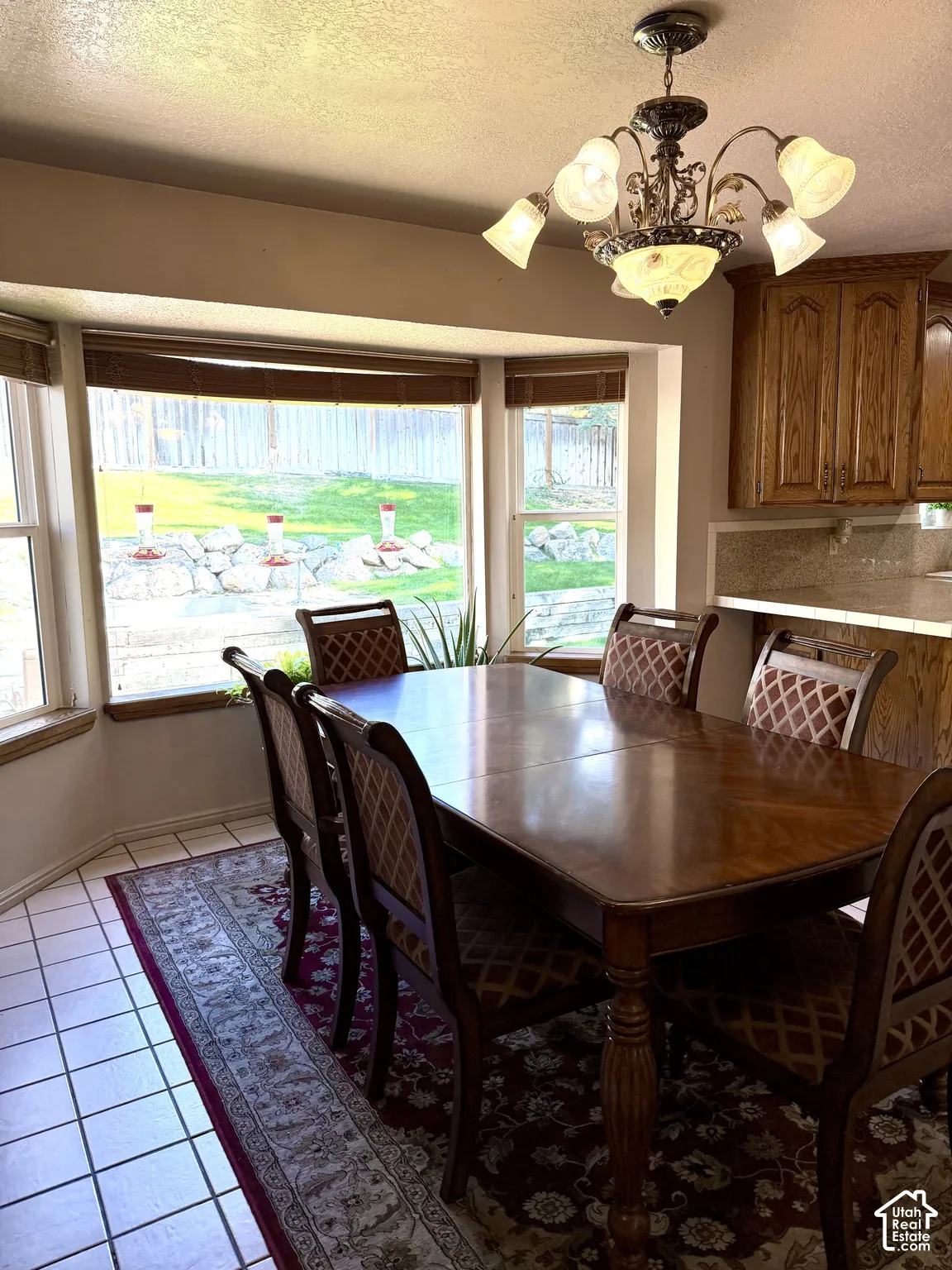 Bay window with tile flooring