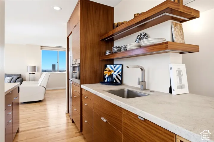 Extra shelving!  Bosch and Wolf appliances, steam oven