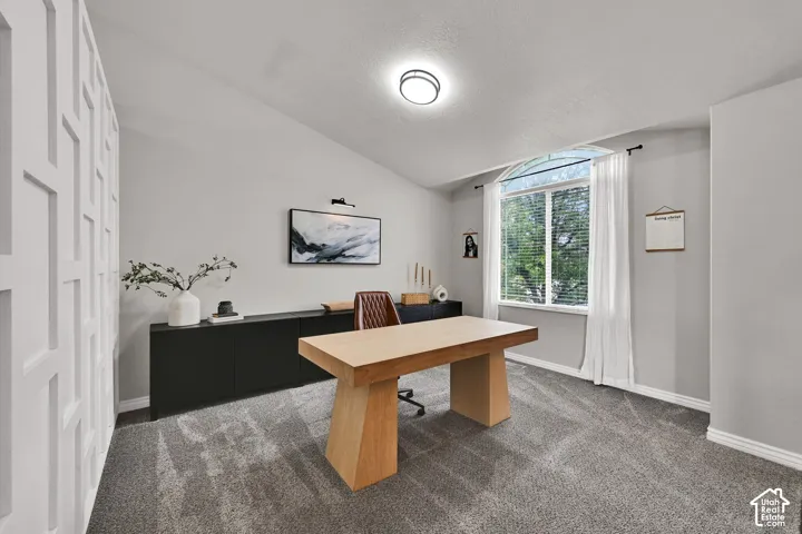Vaulted ceiling with flush-mount lighting
