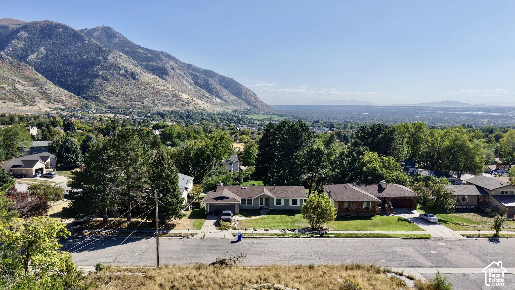 Mountain backdrop with expansive valley scenery