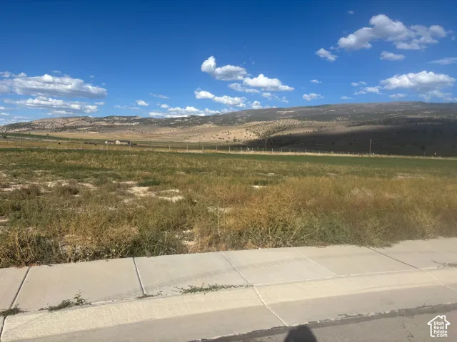 Expansive undeveloped land featuring natural ground cover, distant hills, and a clear sky