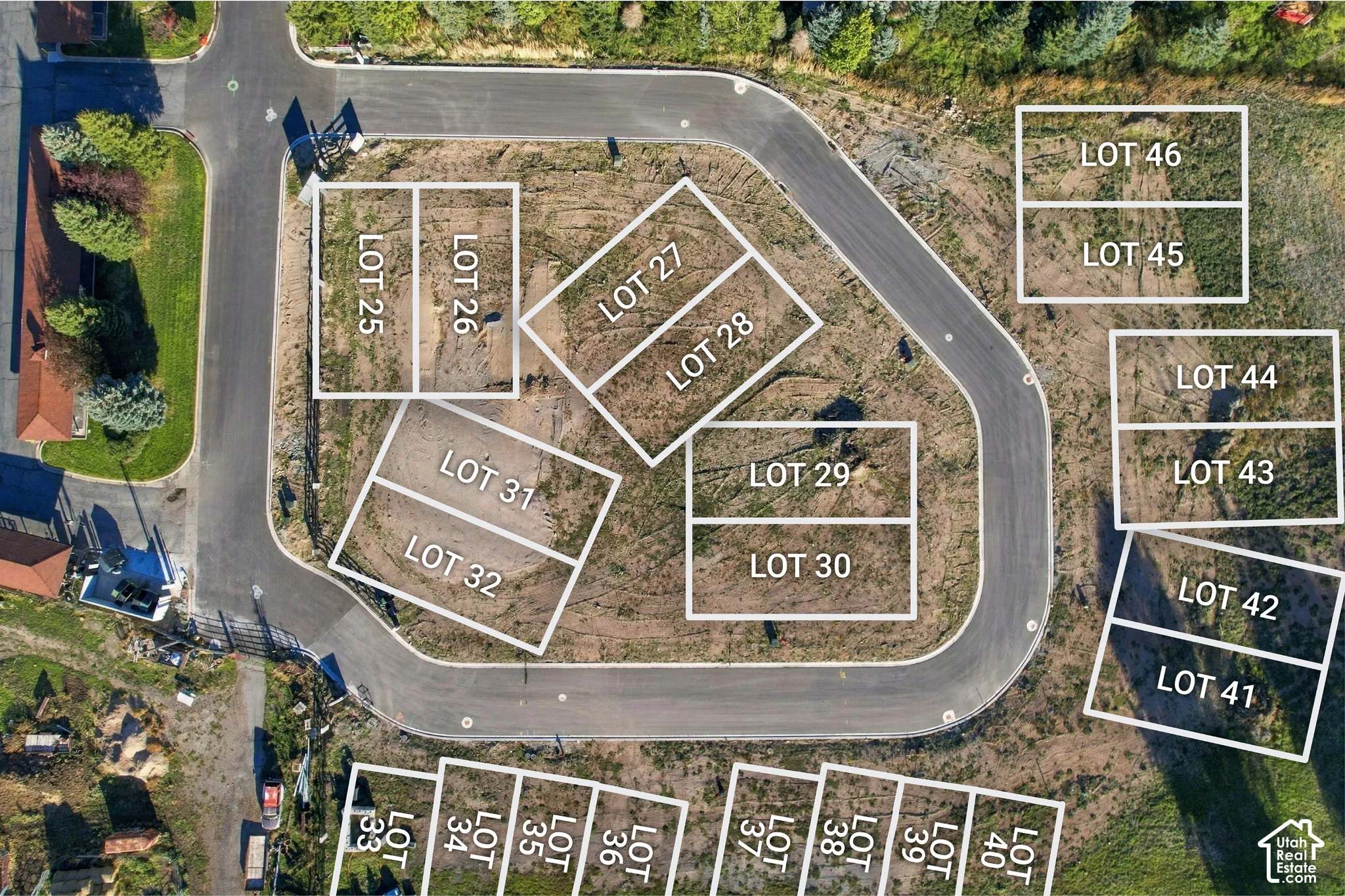 Aerial Plot Plan. Illustrating individual lots and the general layout of the property