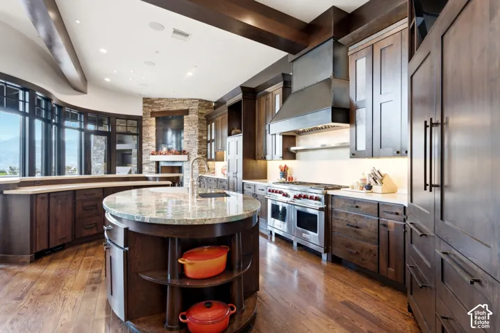 True Chef's Kitchen with prep kitchen and Subzero appliances.