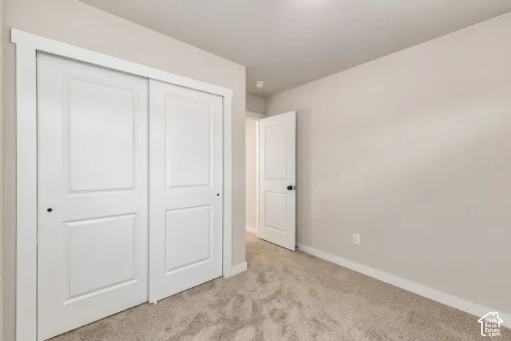 Neutral-toned walls complement the plush carpet flooring