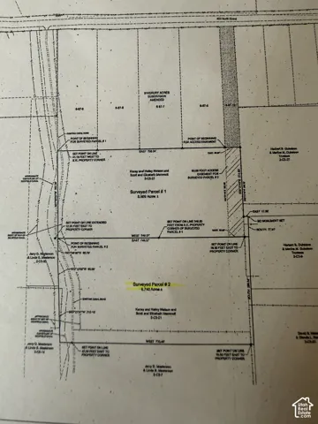Survey Plat. Illustrating the division and boundaries of surveyed parcels within the property