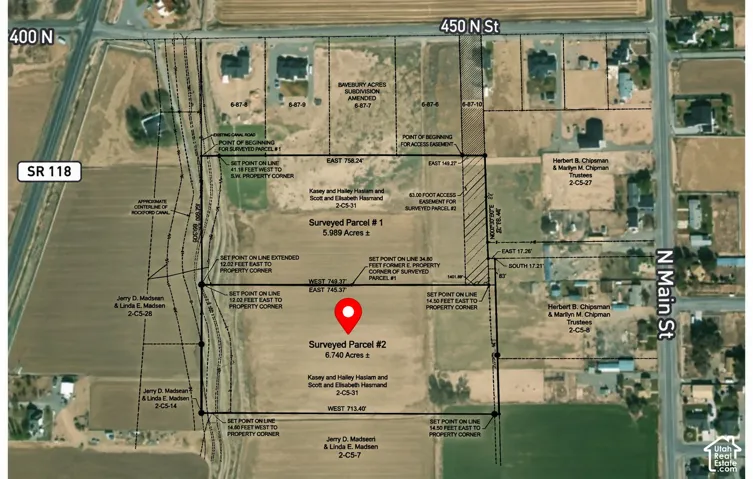 Survey Plat. Displaying parcel boundaries, dimensions, and adjacent roadways for the property