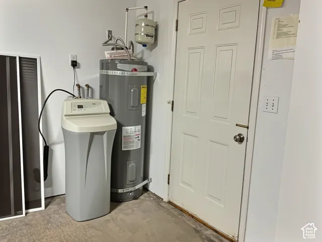Water softener system, water heater, panel door, and light switches