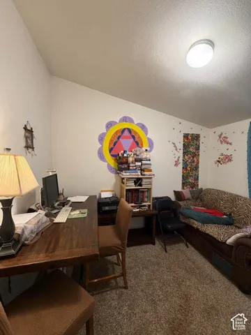 Angled ceiling with a flush-mount light fixture