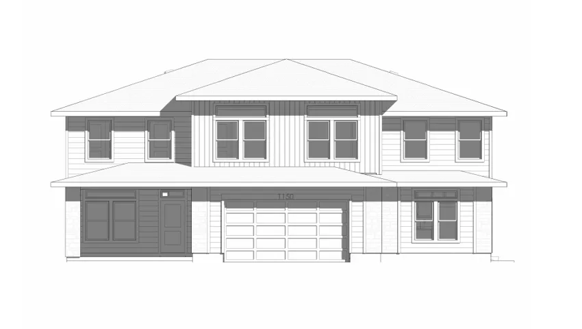 Architectural Drawing, Front Elevation. Illustrating the exterior facade of the property