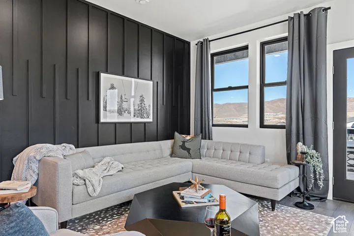 Accent wall with vertical paneling