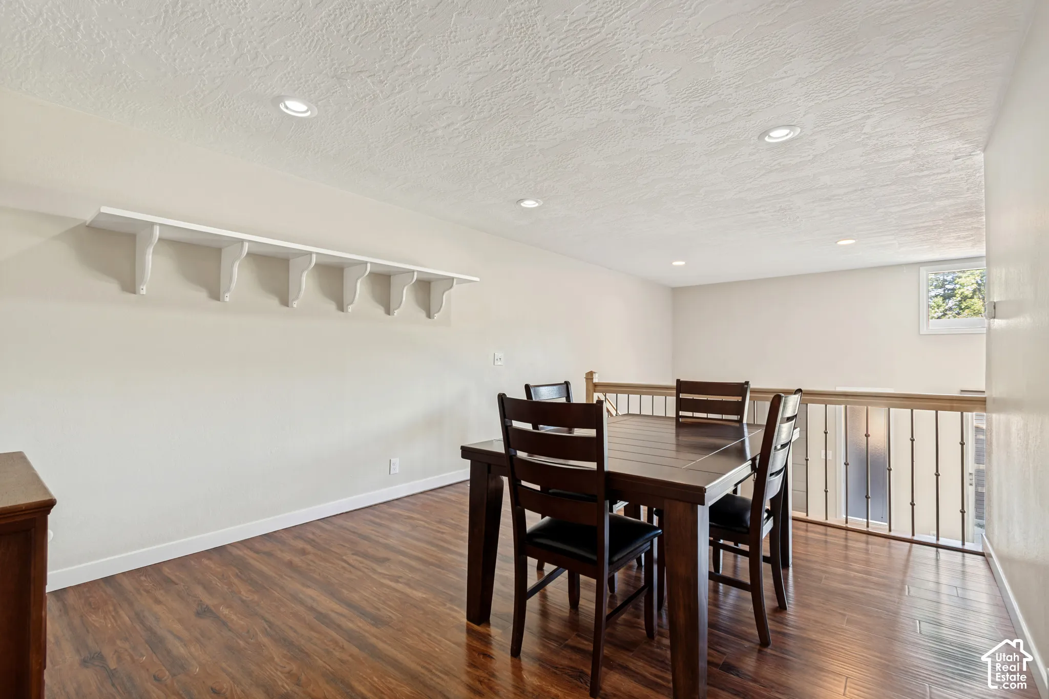 Wood-finish flooring with a white trim
