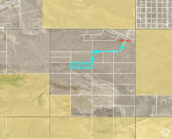 Plat Map. Illustrating the property's boundaries and a marked access route
