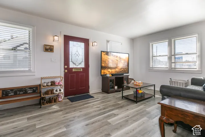 Wood-finish flooring throughout