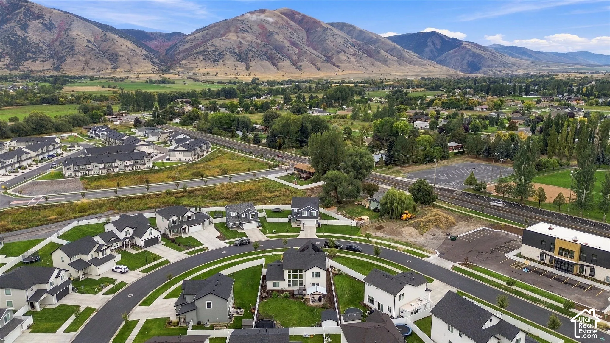 Mountain backdrop with established residential areas
