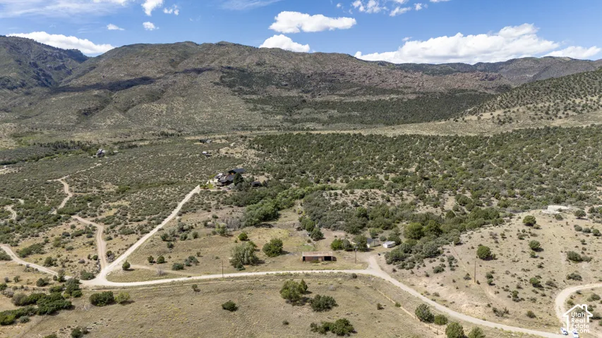 Expansive property featuring varied terrain, natural vegetation, and distant mountain backdrops