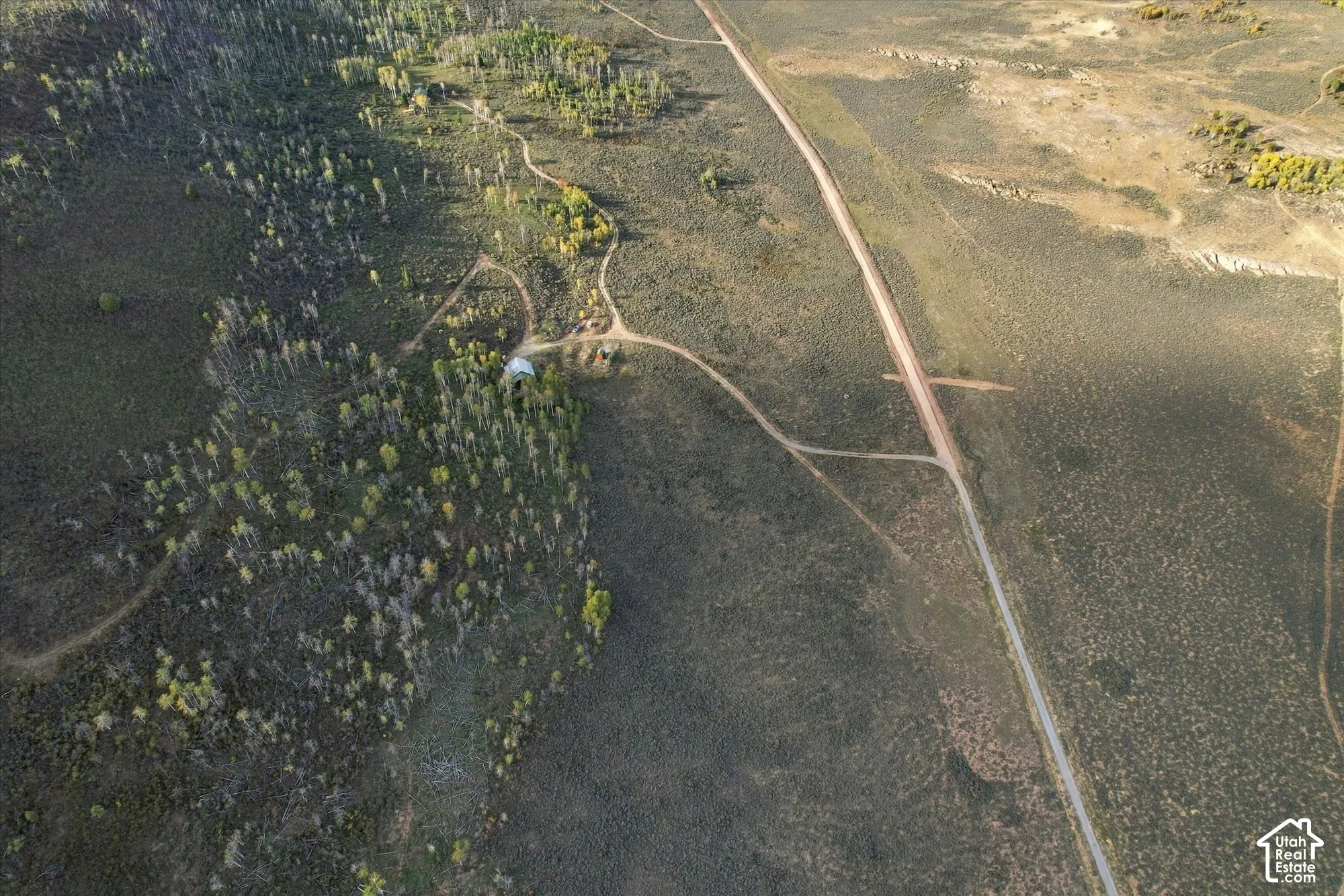Expansive terrain featuring natural vegetation and a visible dirt road
