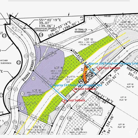 Survey Plat. Detailing property lines, easements, and setback requirements for the property