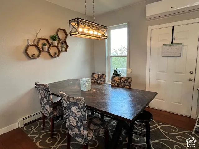 Wood-finish flooring with baseboard trim