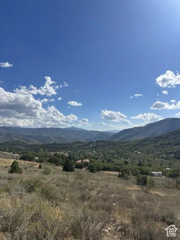 Expansive natural terrain featuring distant mountain ranges and scattered trees under a clear sky