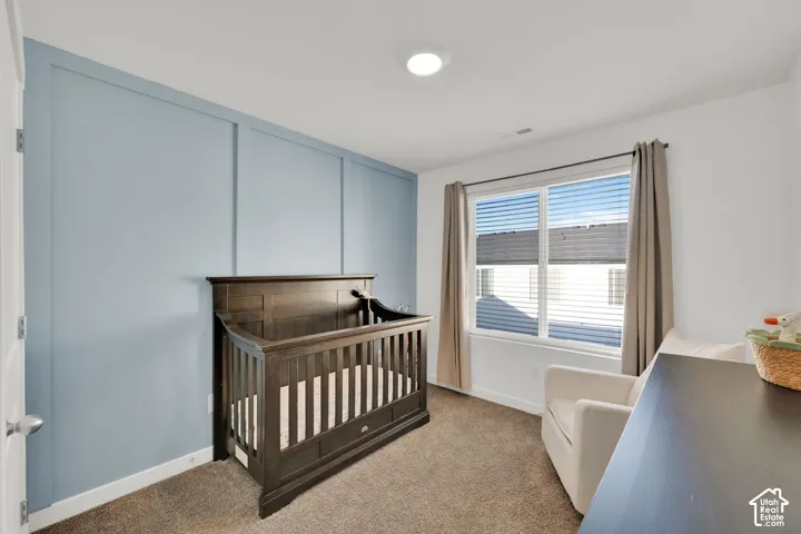 Wall paneling detail with soft blue accent