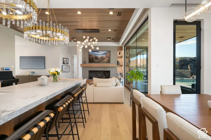 Wood-finish plank flooring throughout