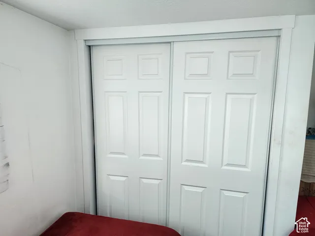 White bi-fold closet doors with raised panel design, framed by white trim