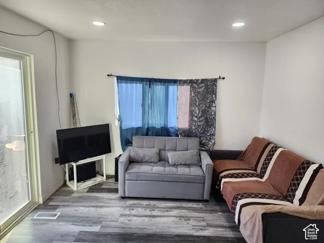 Wood-finish flooring with recessed lighting