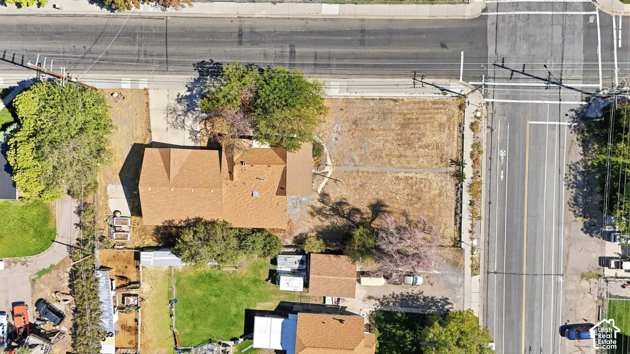 Directly Above.  Really puts that Garage into perspective.