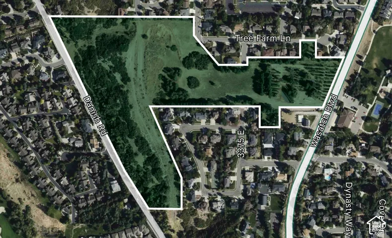 Aerial map outlining the boundaries of the property and its surrounding streets