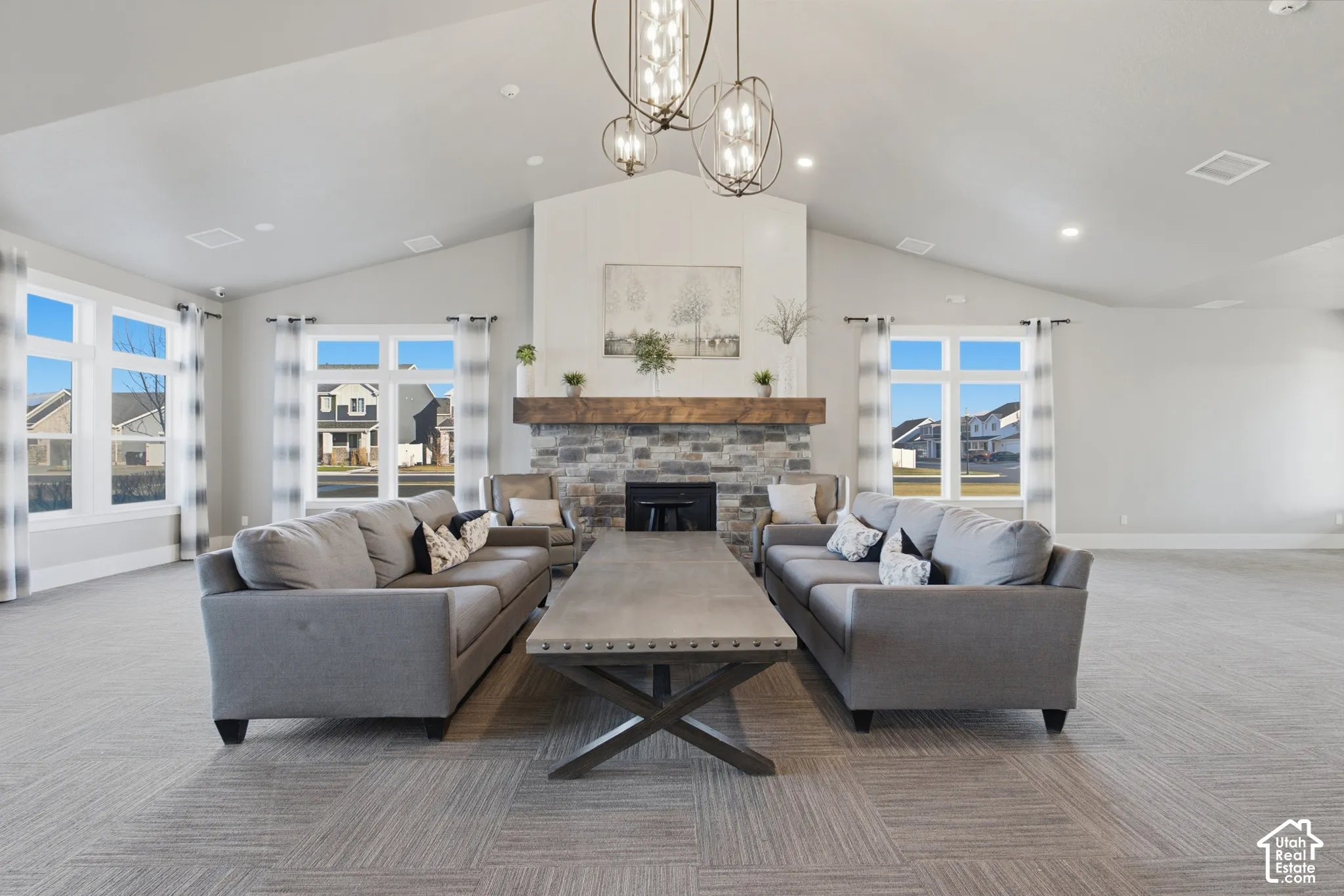 Club house including vaulted ceiling with exposed beam detailing