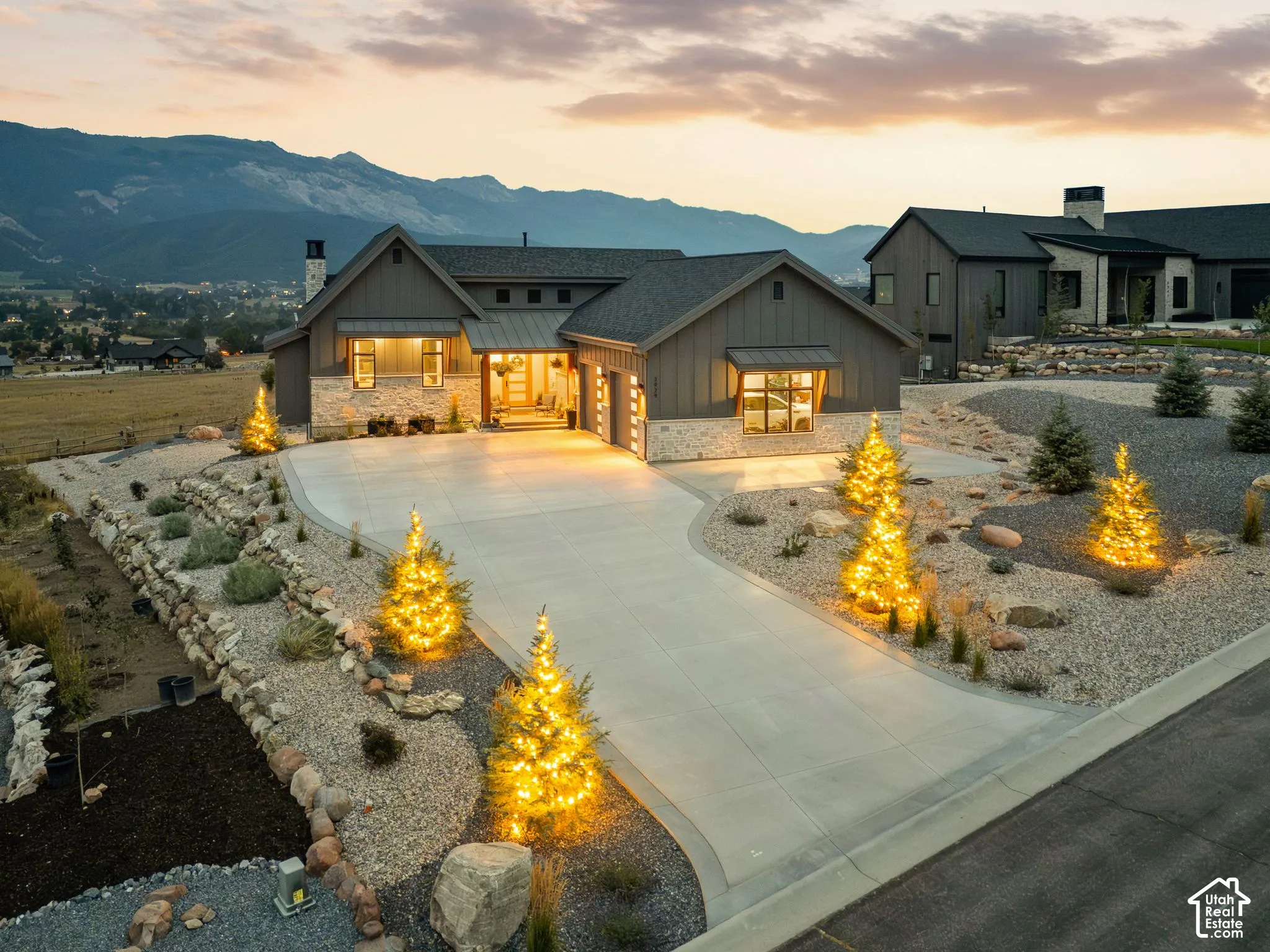 Stone and siding exterior with covered entry