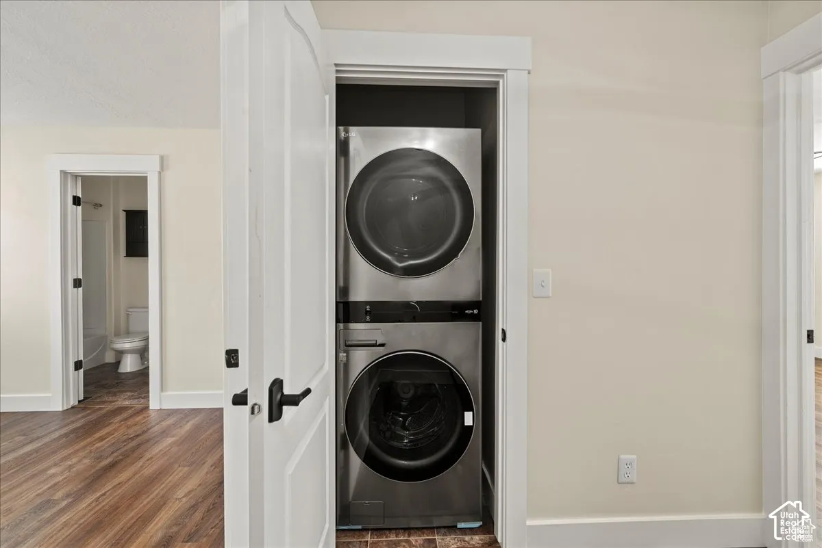Stackable laundry appliances in a dedicated closet