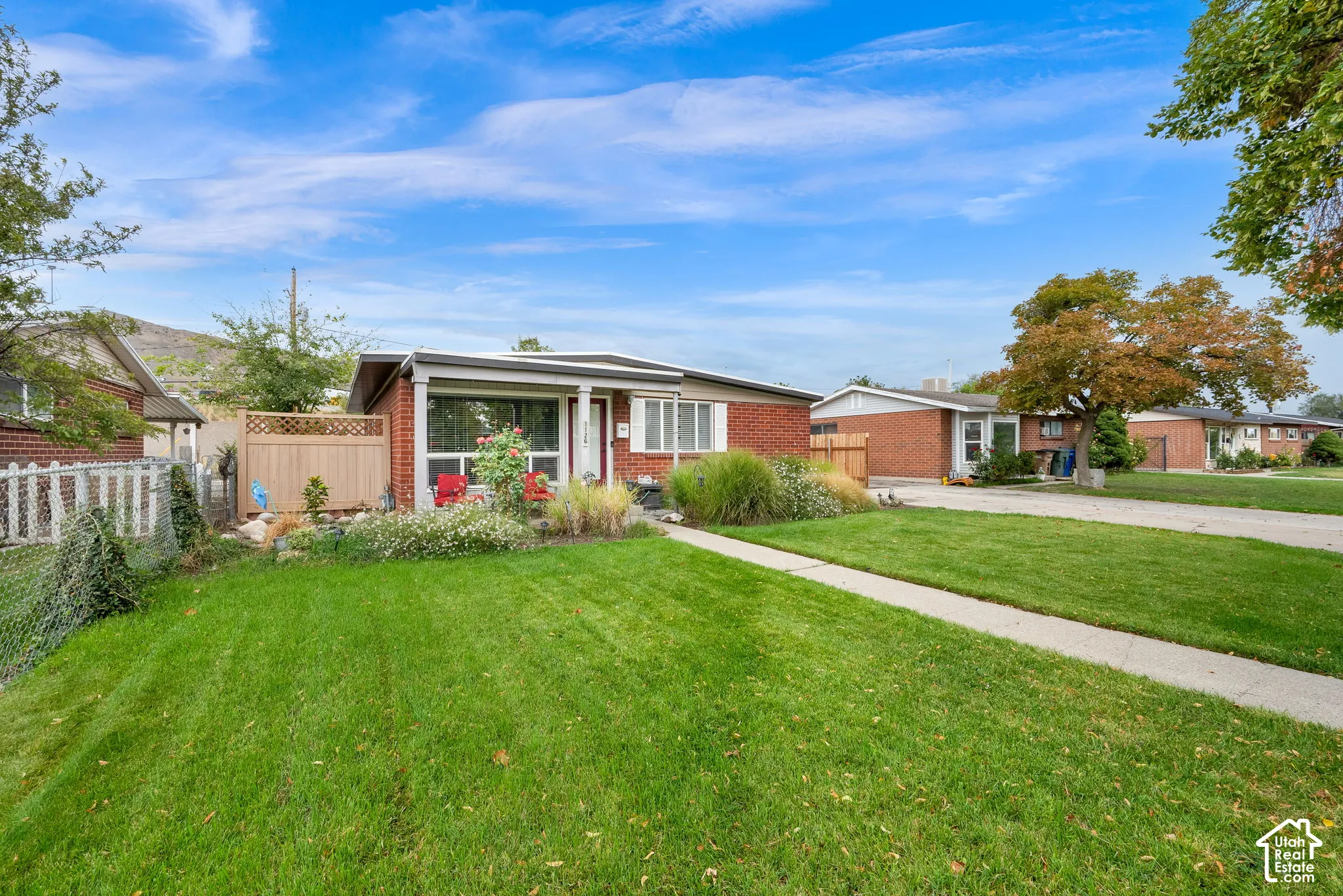 Brick exterior with white trim