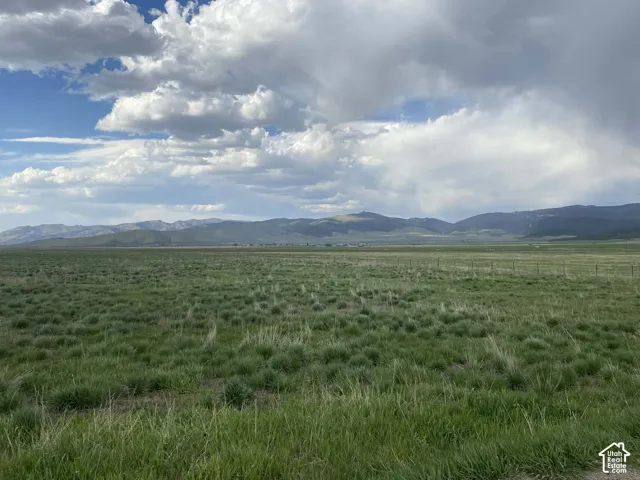 Expansive open grassland with distant mountain ranges and a partially clouded sky