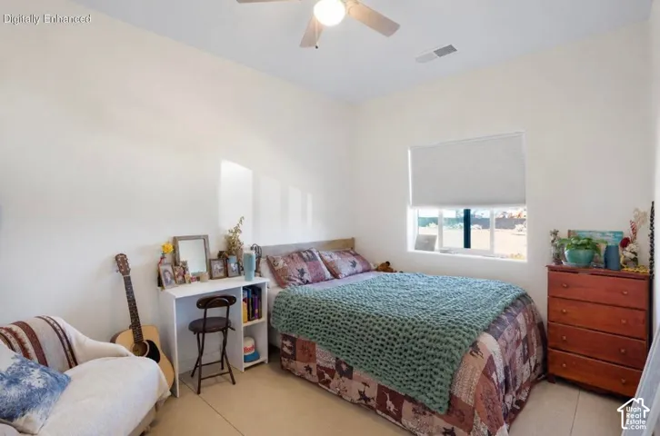 Recessed window featuring horizontal blinds