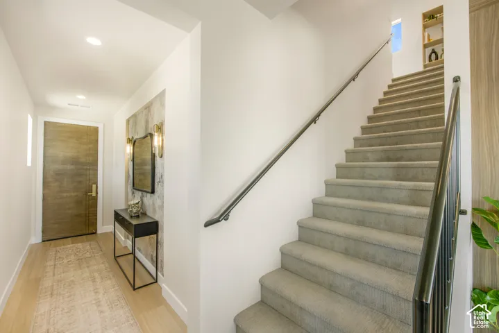 Wood-finish flooring in the entryway