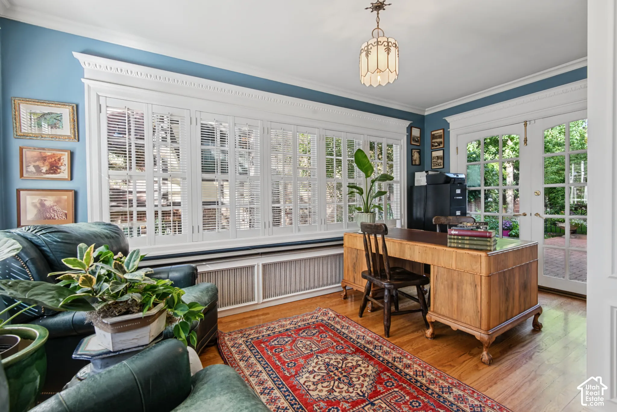 Hardwood flooring with a decorative area rug