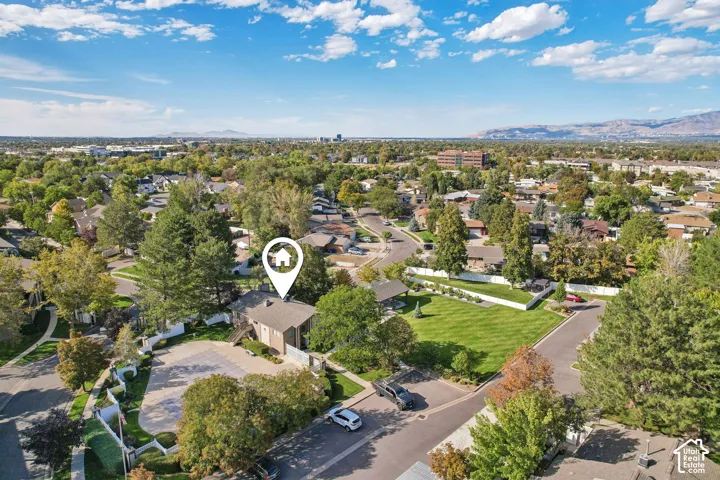 Expansive residential landscape with mature trees and a manicured lawn