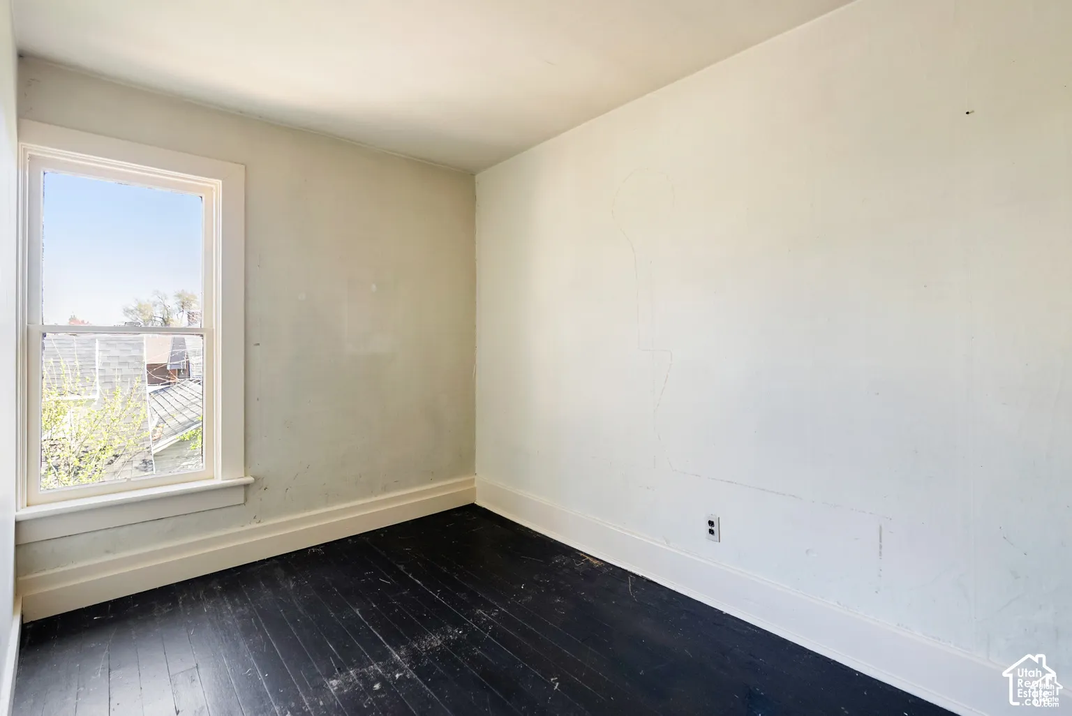 Hardwood flooring with a dark finish