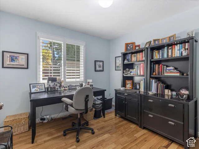 Wood-finish flooring throughout