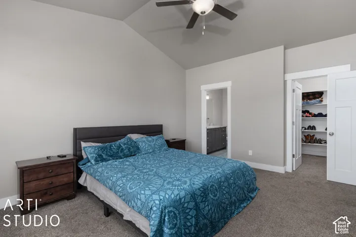 Vaulted ceiling with an attached ceiling fan