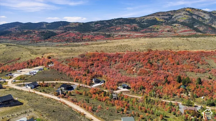 Expansive mountainous terrain with varied topography, including brushland and tree-covered slopes