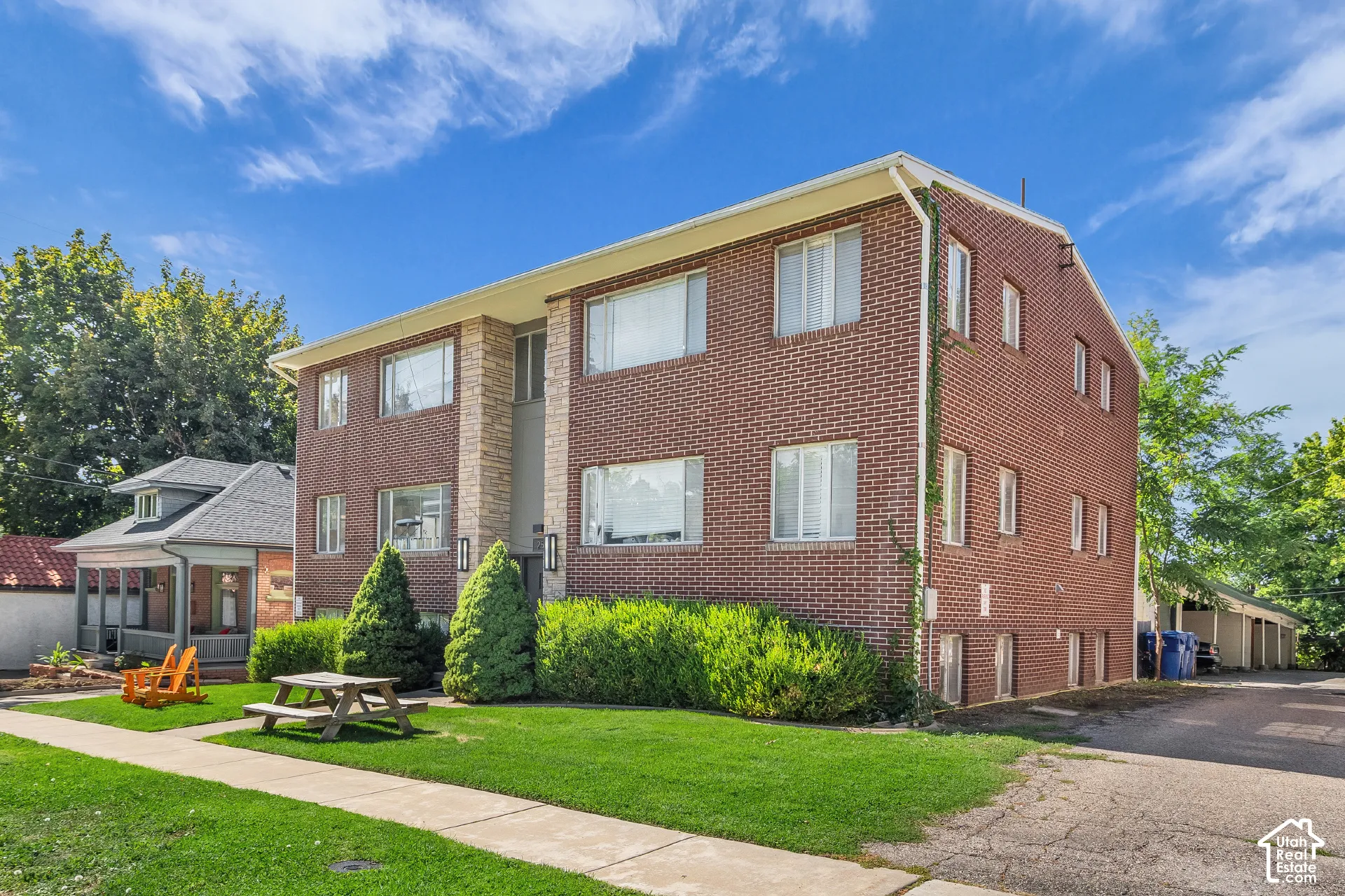 Brick exterior with a stone accent facade