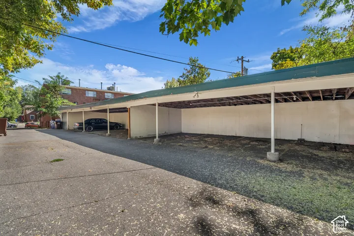 Covered parking structure with multiple bays