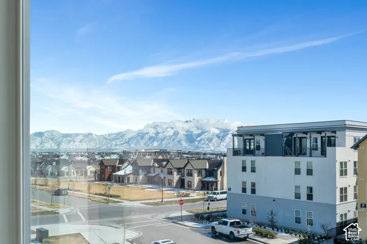Mountain range backdrop with expansive residential area