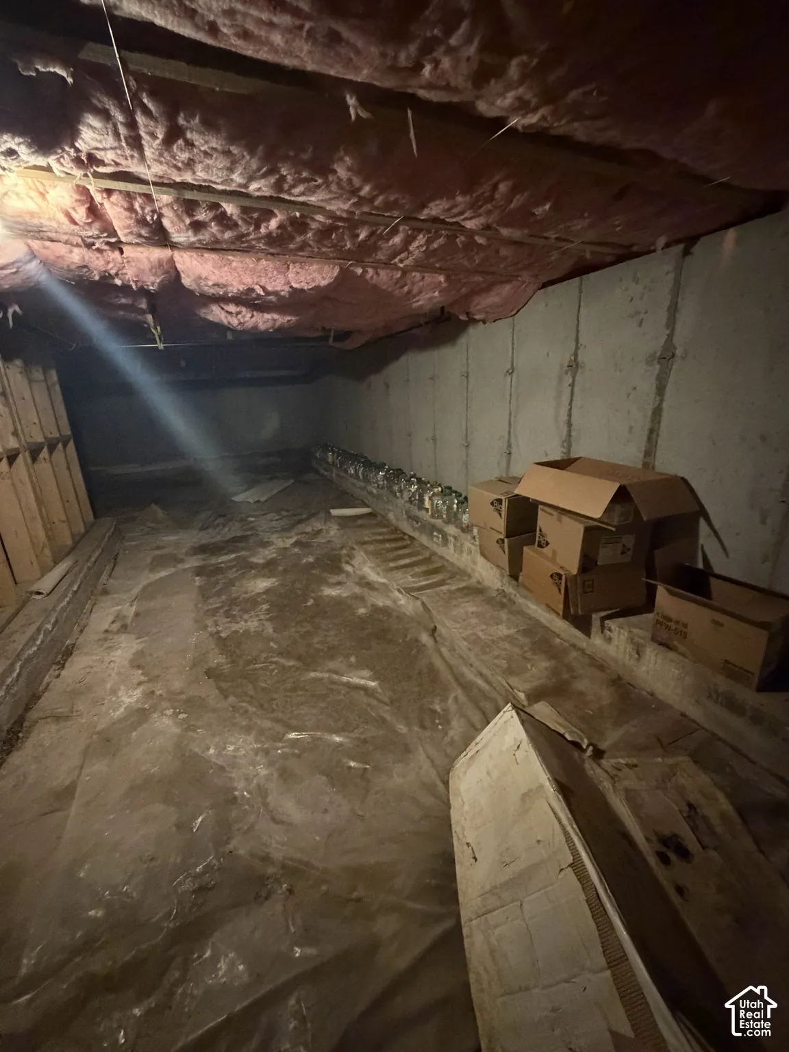 Not high enough to qualify as a basement, but a very spacious crawling space with plenty storage room.