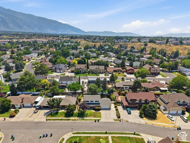 Residential neighborhood featuring mature trees and mountain backdrops
