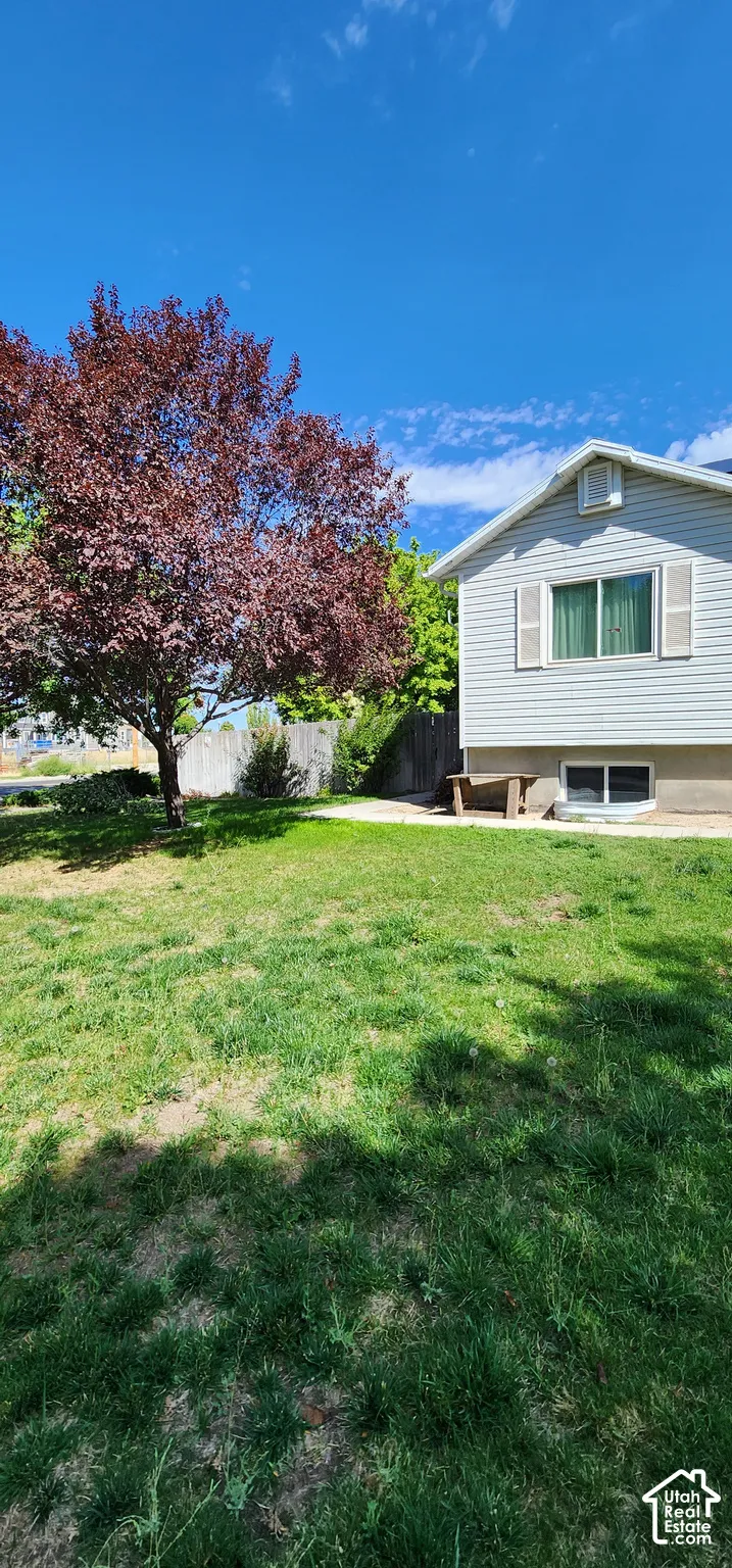 Expansive lawn with mature foliage and partial fencing