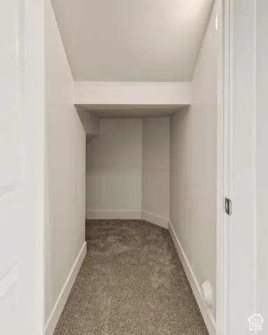 Recessed alcove with neutral-toned carpeting, white walls, and a white ceiling