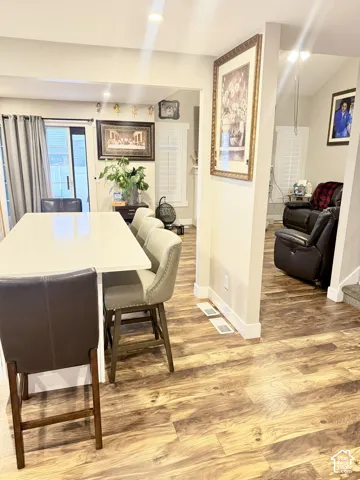 Wood-finish flooring throughout